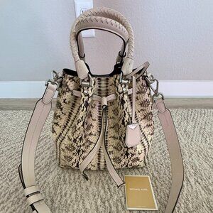 Michael Kors Blakely Snake-Embossed Leather Bucket Bag